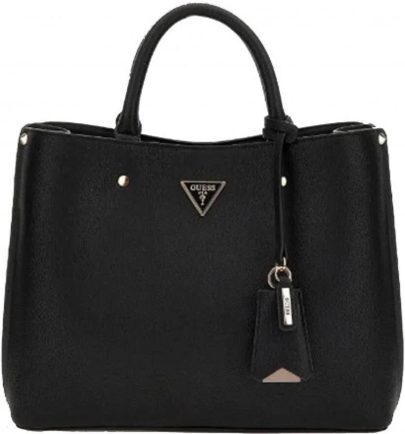 Guess Nieuwe Rechthoekige Zwarte Handtas met Korrelig Effect en Logo Black Dames