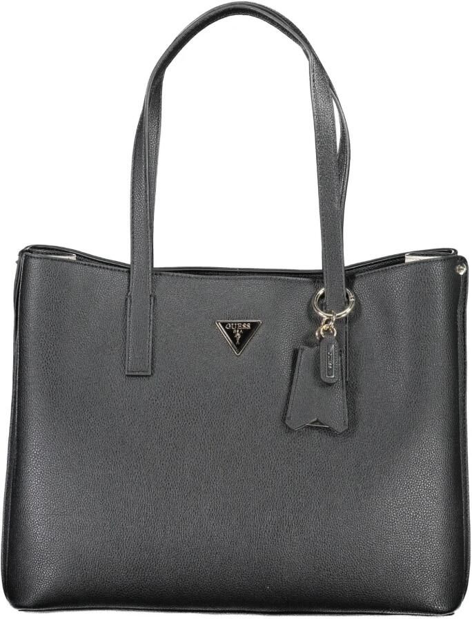 Guess Zwarte PU Leren Shopper Tas met Metalen Logo Black Dames