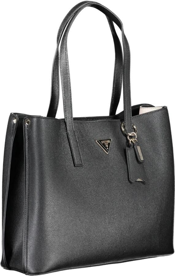 Guess Zwarte PU Leren Shopper Tas met Metalen Logo Black Dames