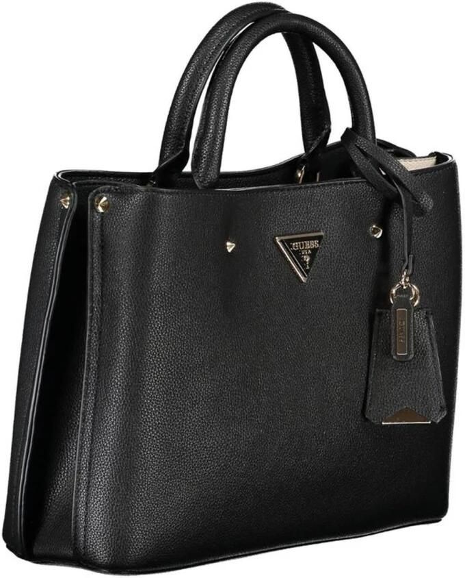 Guess Nieuwe Rechthoekige Zwarte Handtas met Korrelig Effect en Logo Black Dames - Foto 3