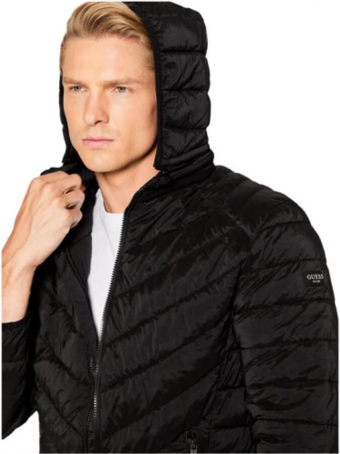 Guess Zwarte Heren Winterjas met Capuchon Black Heren