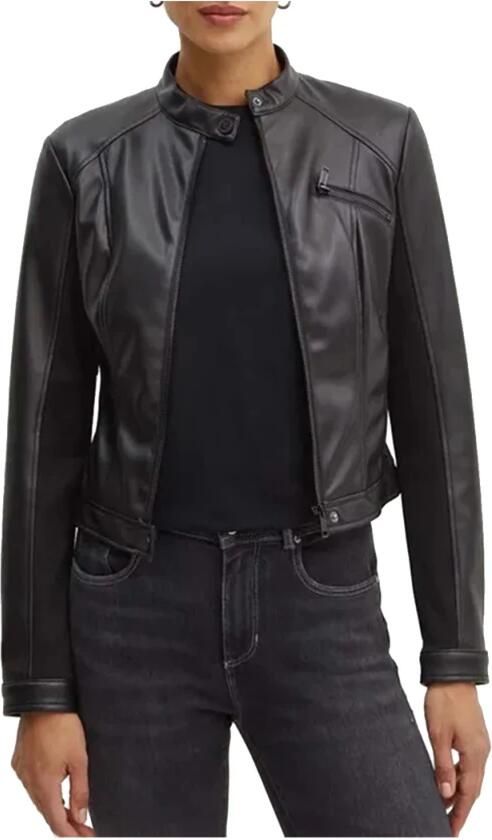 Guess Zwarte Kunstleren Jas Nieuwe Fiammetta Black Dames - Foto 4