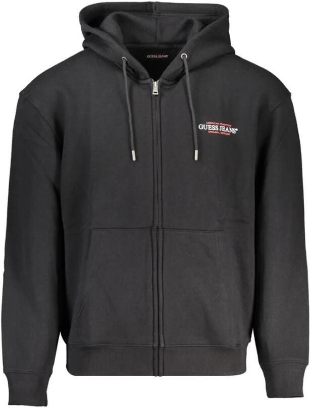 Guess Zwarte hoodie met rits en print Black Heren