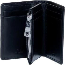 Guess Zwarte Leren Bifold Portemonnee Ritssluiting Black Heren