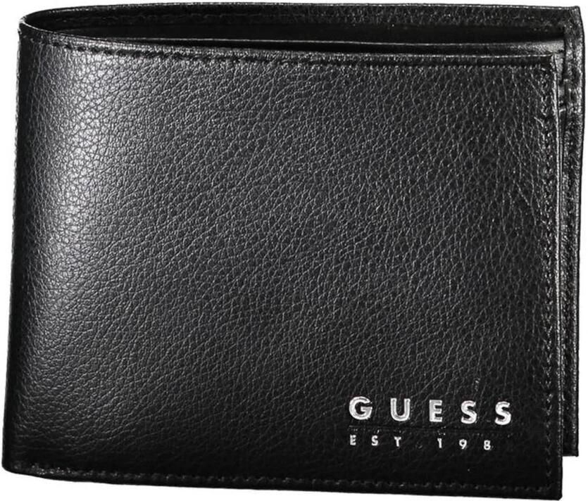 Guess Elegante zwarte leren portemonnee met twee vakken Black Heren - Foto 3
