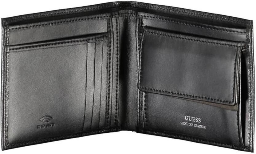 Guess Elegante zwarte leren portemonnee met twee vakken Black Heren - Foto 2