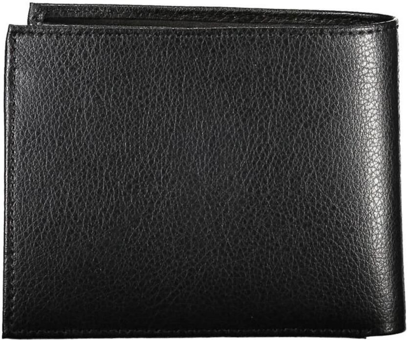 Guess Elegante zwarte leren portemonnee met twee vakken Black Heren