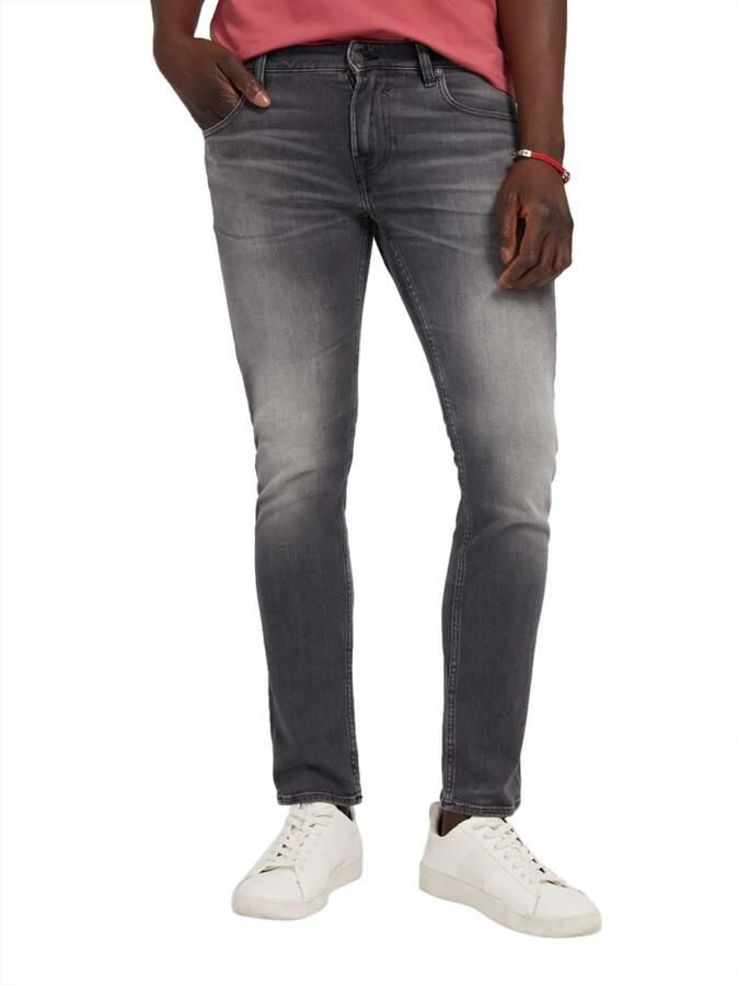 Guess Nieuwe Miami Slim Jeans met Leren Patch Gray Heren - Foto 5
