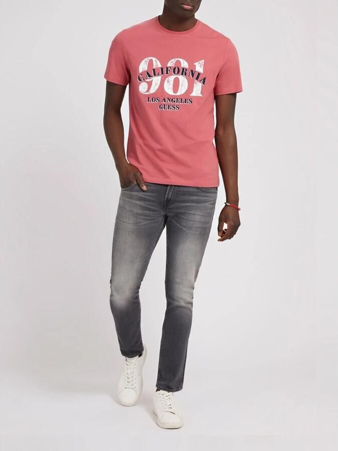 Guess Nieuwe Miami Slim Jeans met Leren Patch Gray Heren - Foto 6