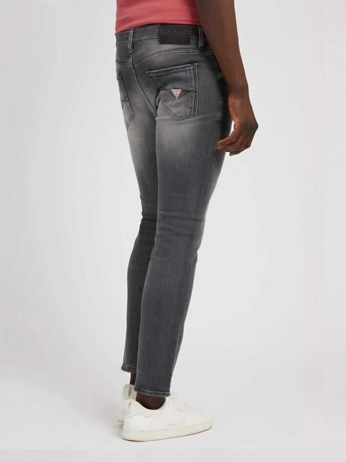 Guess Nieuwe Miami Slim Jeans met Leren Patch Gray Heren - Foto 7