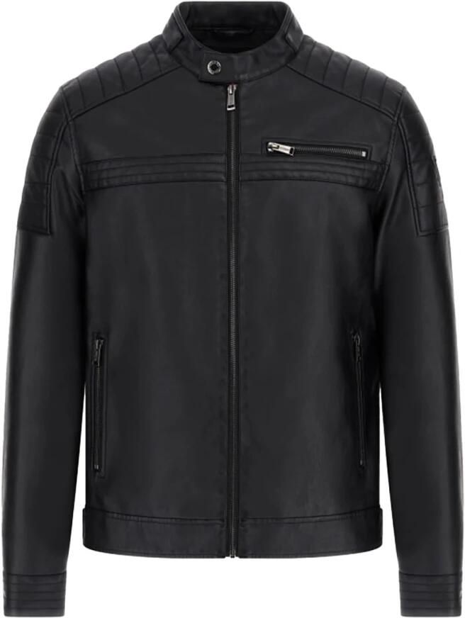 Guess Zwarte PU-leren jas Rechte snit Black Heren - Foto 4