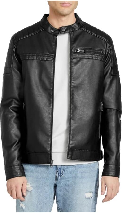 Guess Zwarte PU-leren jas Rechte snit Black Heren - Foto 3