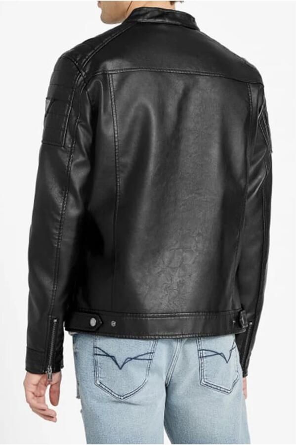 Guess Zwarte PU-leren jas Rechte snit Black Heren - Foto 2