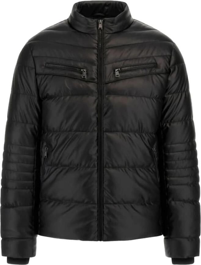 Guess Zwarte PU Leren Rits Jas Black Heren