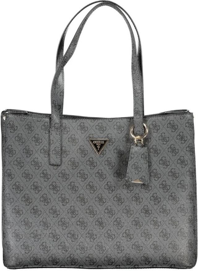 Guess Zwarte Polyethyleen Schoudertas met Meerdere Compartimenten Gray Dames