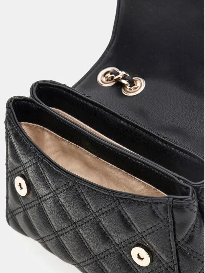 Guess Mini Giully Schoudertas Zwart PU Leer Black Dames