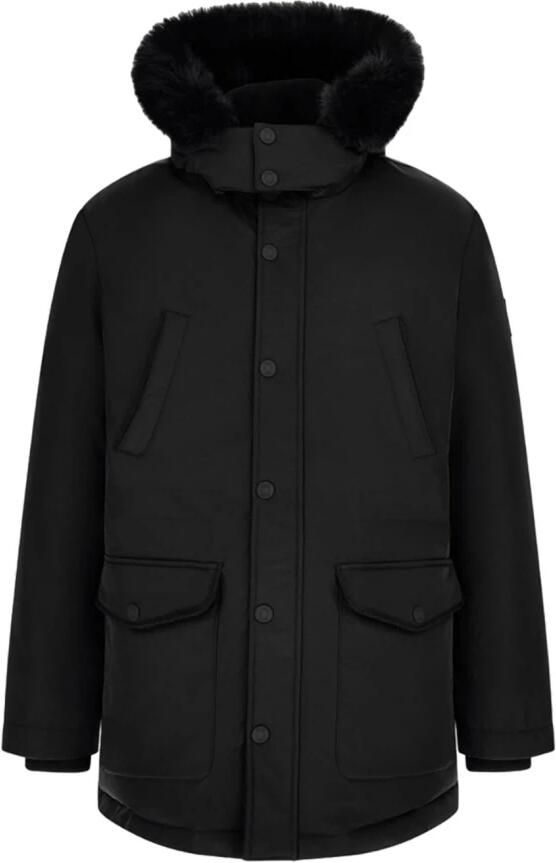 Guess Zwarte textiel parka voor mannen Black Heren