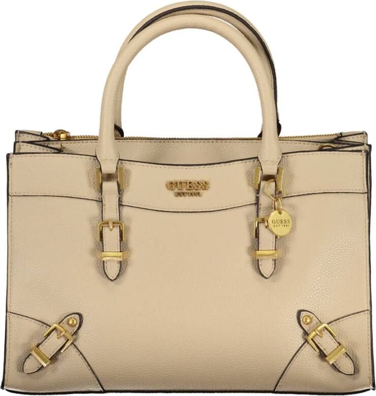Guess Beige Polyurethaan Handtas met Meerdere Compartimenten Beige Dames