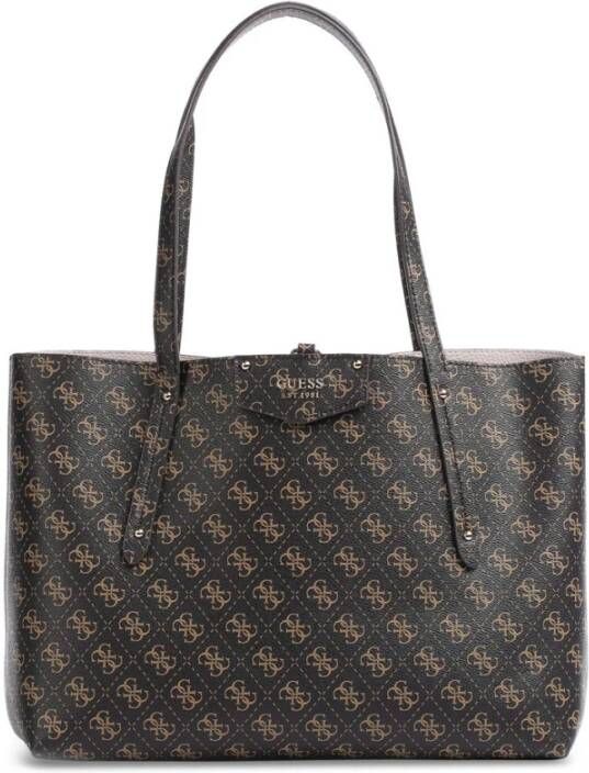 Guess Metallic Fastening Shopping Bag met Interne Zakken voor Vrouwen Brown Dames