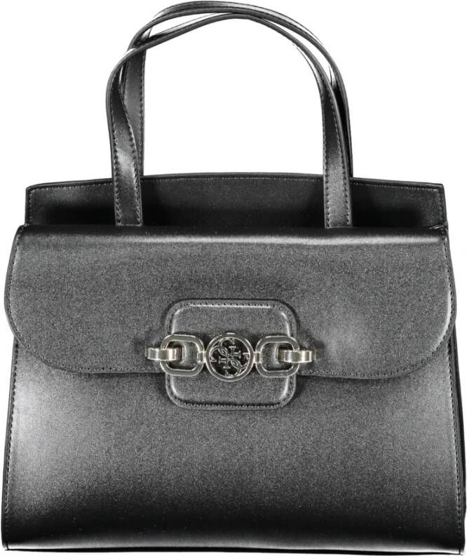 Guess Zwarte Polyurethaan Handtas met Handvatten en Schouderband Black Dames