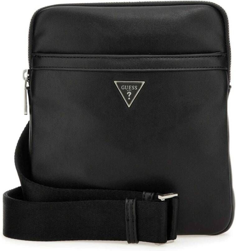 Guess Heren Scala Crossbody Flat Zwarte Schoudertas Zwart Heren