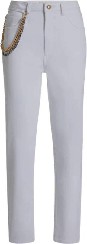 Guess High-Waisted Slim Fit Cropped Jeans met Kettingdetail White Dames