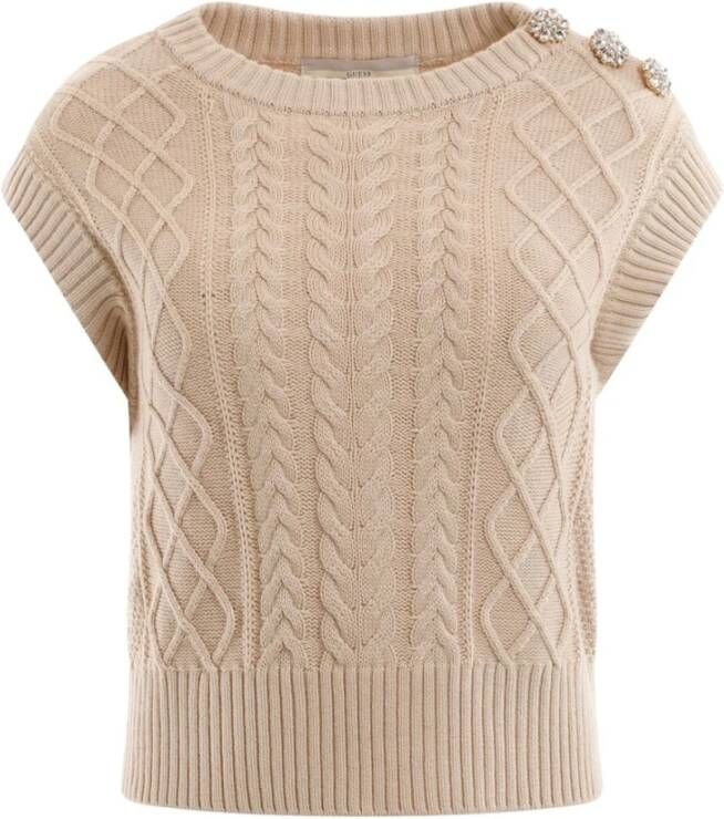 Guess Gilet met Juweelapplicaties Beige Dames