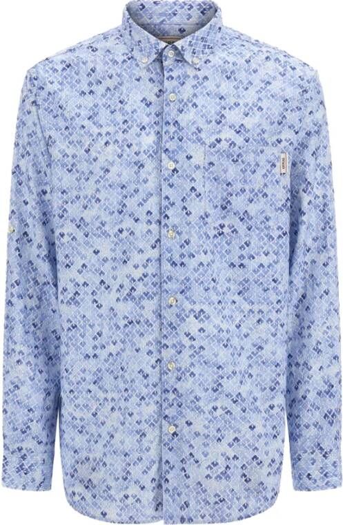 Guess Jacquard Overhemd voor de Moderne Man Blauw Heren