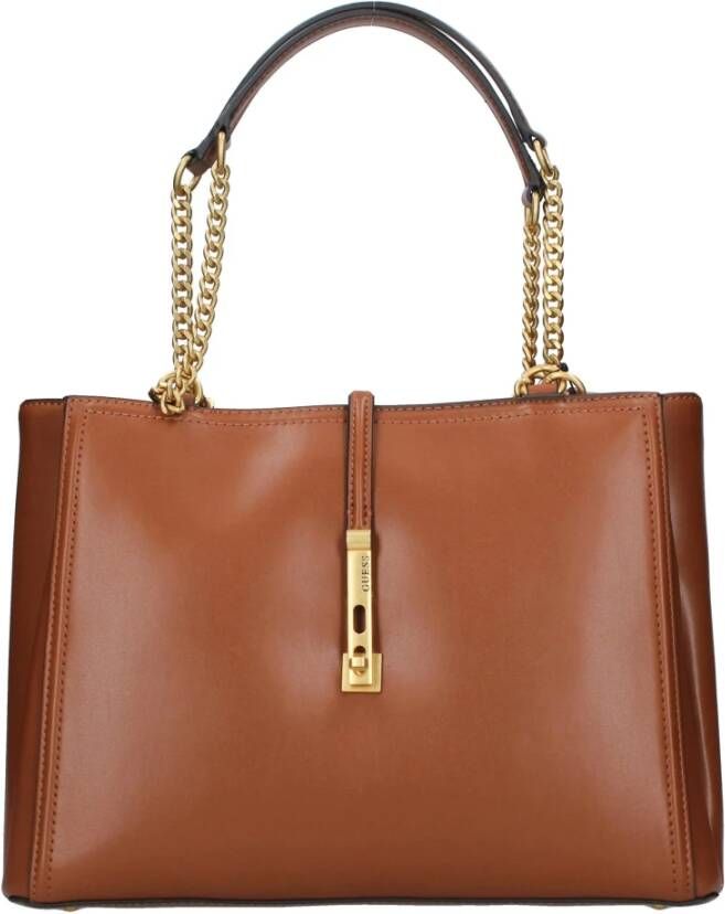 Guess Brandy Tassen Eco Leer Ritssluiting Interne Zak Bruin Dames