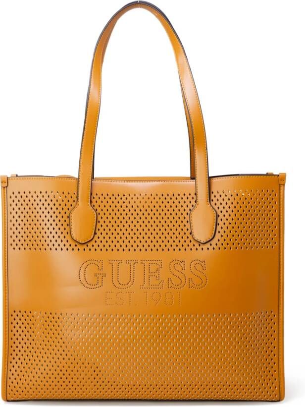Guess Bruine Polyethyleen Schoudertas met Omvormbare Binnenzak Brown Dames