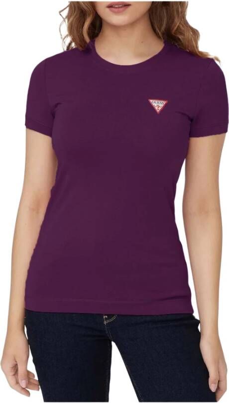 Guess Klassiek Aansluitend Katoenen T-Shirt Dames Purple Dames