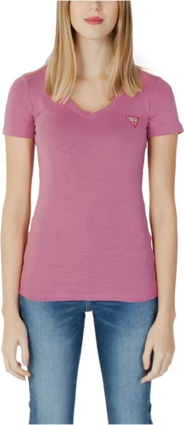 Guess Lente Zomer Dames Triangle Tee Pink Dames