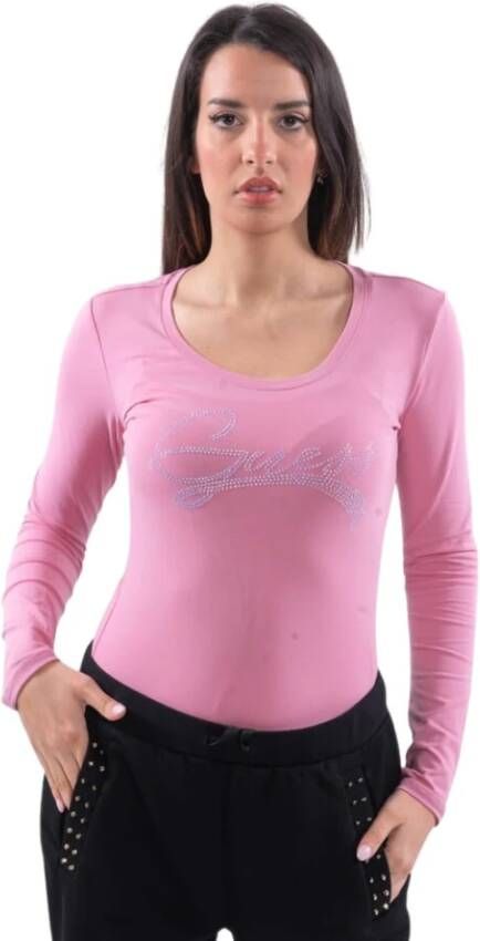 Guess Stijlvolle Rhinestone Logo Sweater Pink Dames - Foto 2