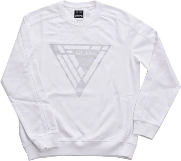 Guess Logo Triangle Sweatshirt Wit Rechte Pasvorm Lange Mouwen White Heren