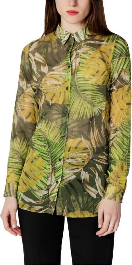 Guess Bloemenprint lange mouwen shirt voor vrouwen Green Dames