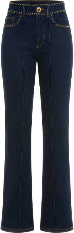 Guess Lucy Studs Straight Leg Jeans Donker Denim Blauw Dames