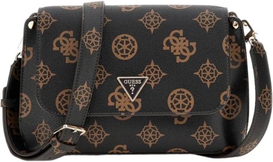 Guess Bruine Polyethyleen Schoudertas met Verstelbare Band Brown Dames