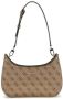 Guess Meridian Top Zip Handtas Schoudertas Beige Dames - Thumbnail 1