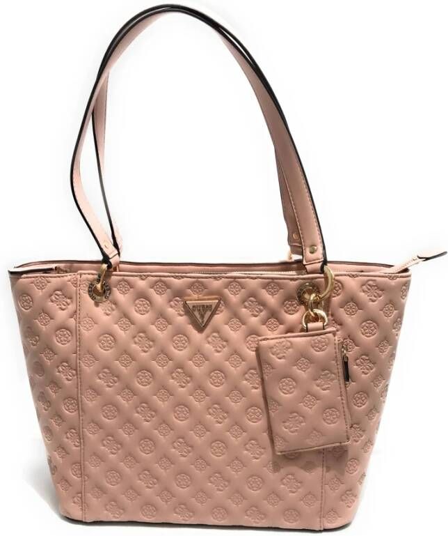 Guess Noelle Elite Embossed Multilogo Roze Tote Tas Roze Dames