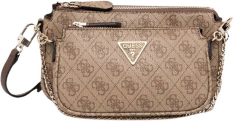 Guess Noelle Mini Pouch Crossbody Tas in Latte Beige Dames