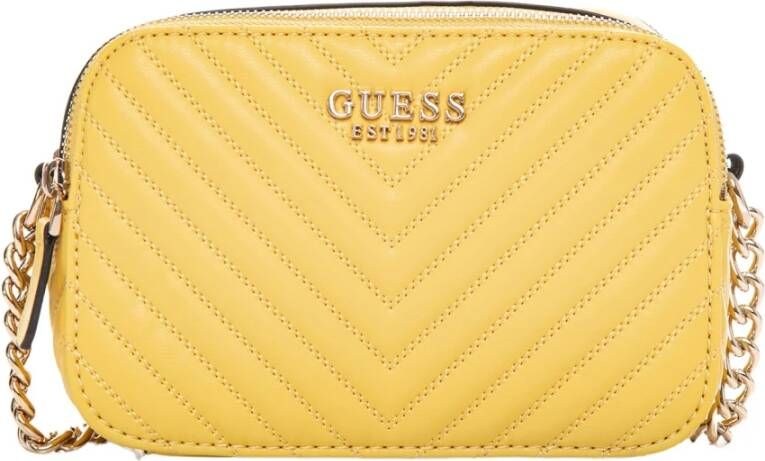 Guess Noelle quilted shoulder strap bag Yellow Dames