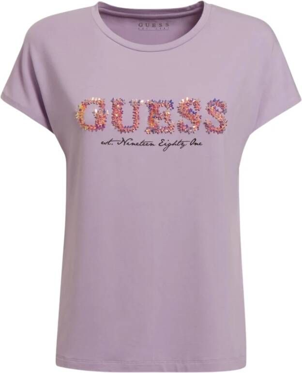 Guess Paarse Dames T-shirt Purple Dames