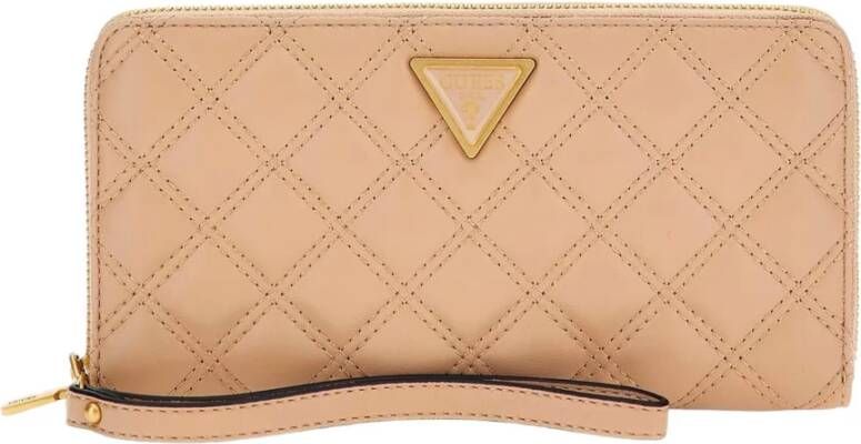 Guess Elegante Beige Portemonnee met Meerdere Vakken Beige Dames
