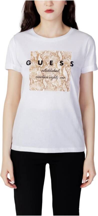 Guess Python Tee Herfst Winter Collectie Wit Dames