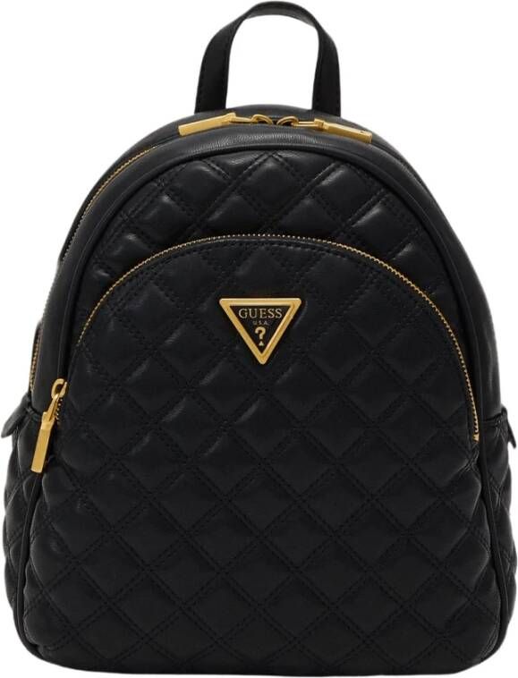 Guess Gewatteerde Zwarte Eco Leren Giully Rugzak Black Dames
