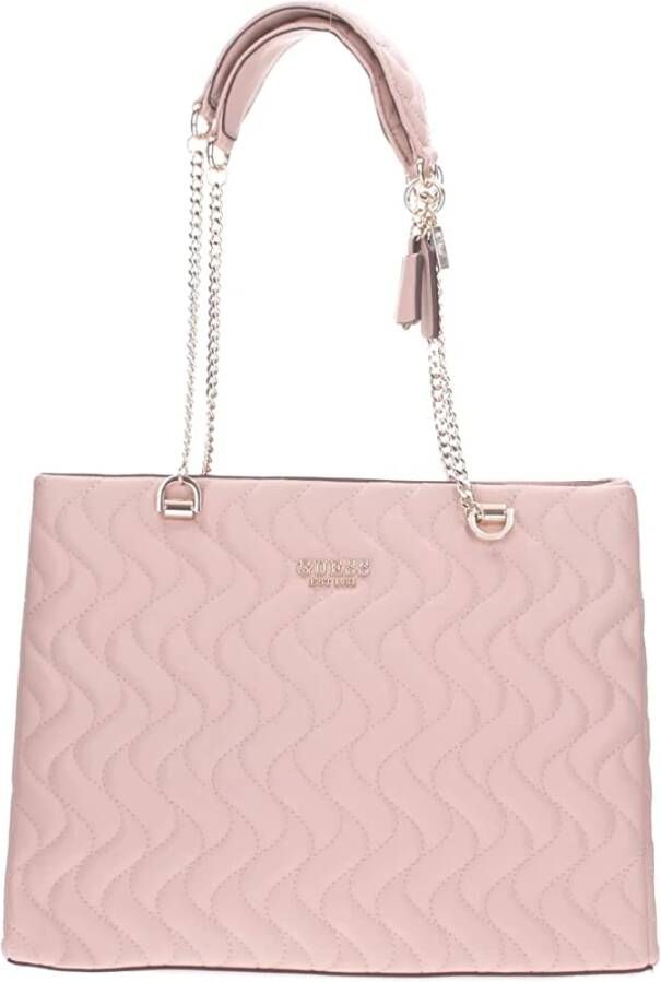 Guess Stijlvolle Eco Leren Tas met Clip en Ritssluiting Roze Dames