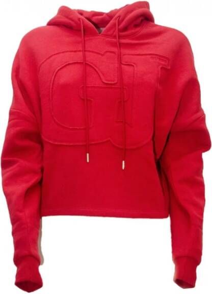 Guess Rode Katoenmix Hoodie met Logo Patch Rood Dames