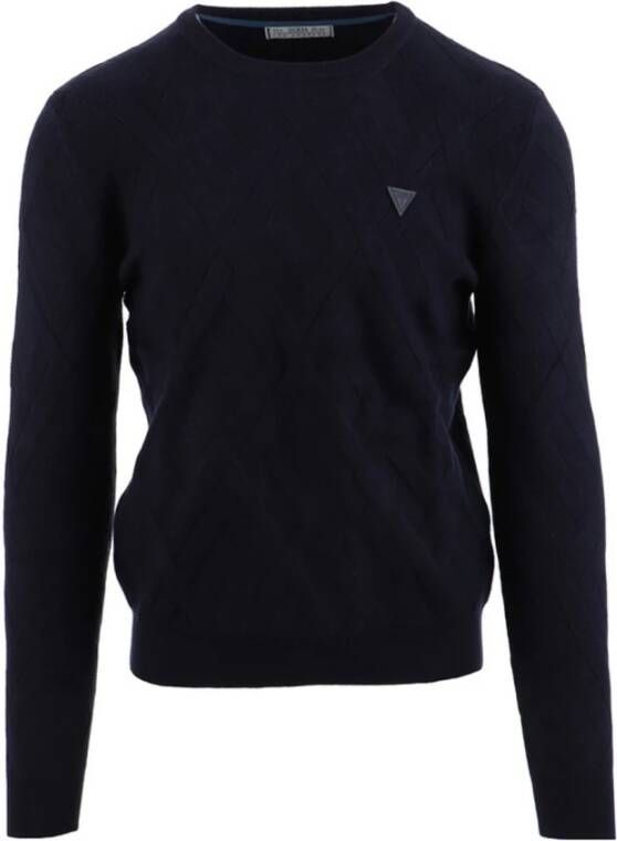Guess Round-neck Knitwear Blauw Heren