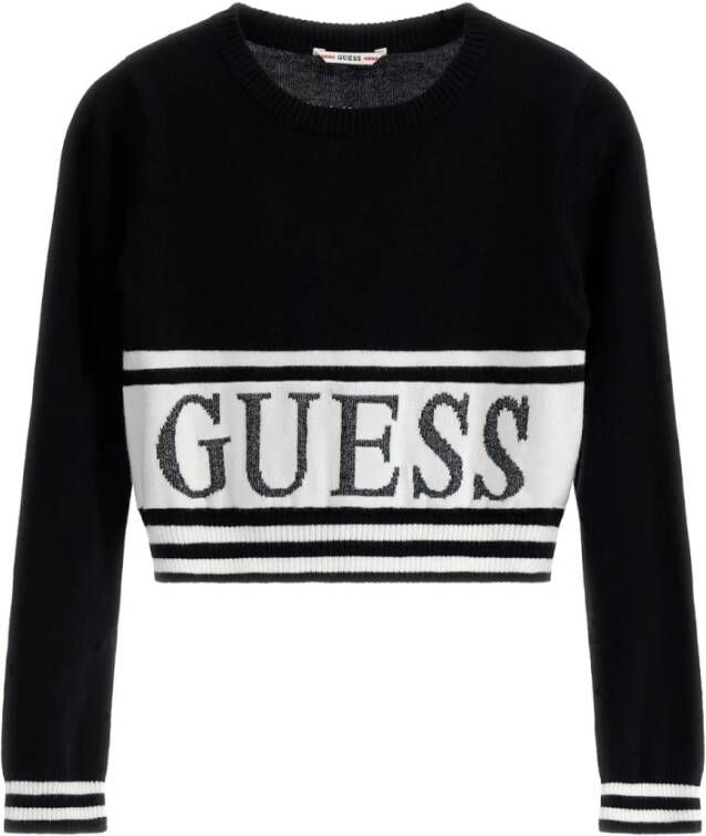 Guess Gebreide pullover van viscosemix met labeldetail