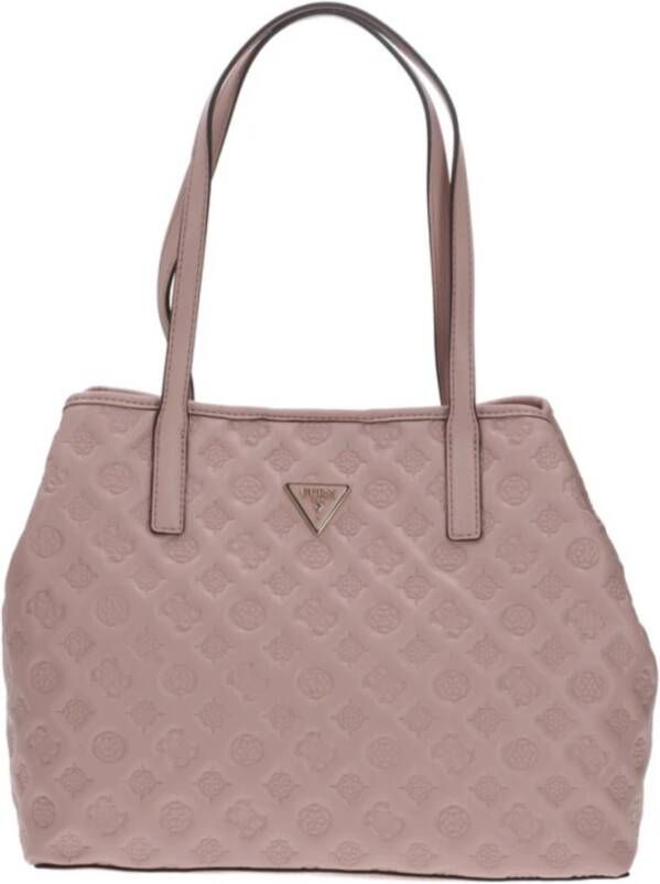 Guess Roze Embossed Multilogo Vikky Tote met Afneembare Pouch Roze Dames